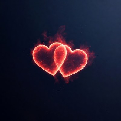 Two Burning Hearts on Black
