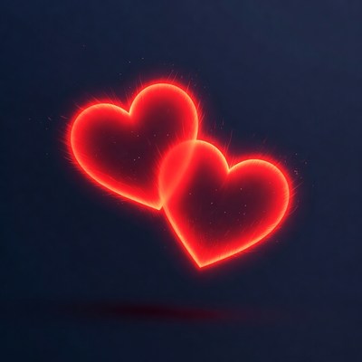 Two Glowing Red Hearts