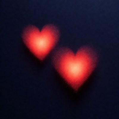 Two Glowing Red Hearts