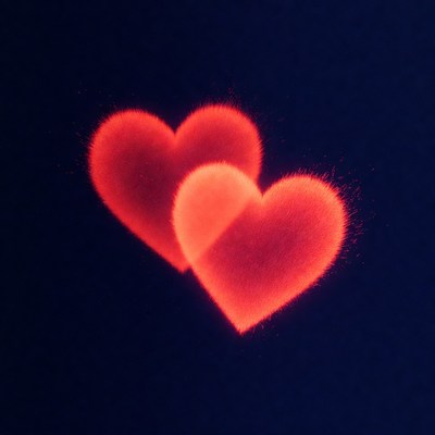 Two Glowing Red Hearts