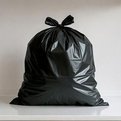 Black Trash Bag Tied