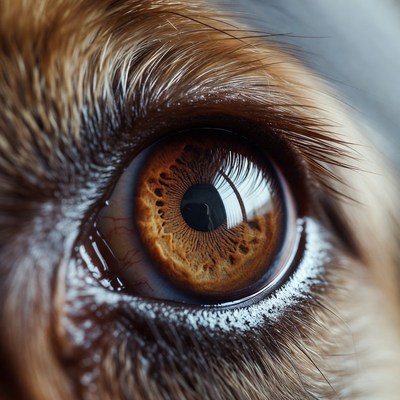 Closeup of dog brown eye