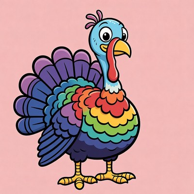 Colorful Cartoon Turkey Illustration