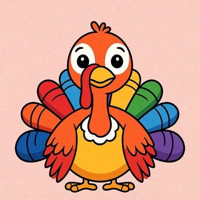 Colorful Rainbow Turkey Illustration