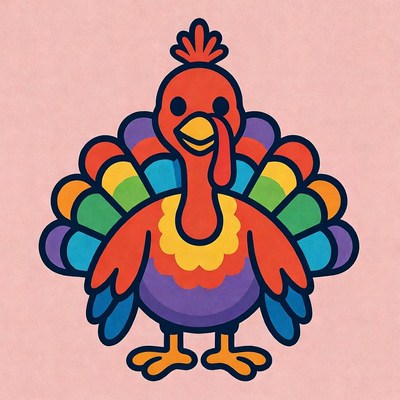 Rainbow Turkey Illustration