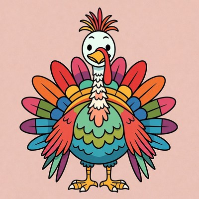 Colorful cartoon turkey illustration