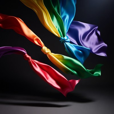 Rainbow Silk Fabric Flowing