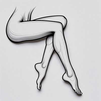 Nude Woman Sitting Legs Crossed Outline