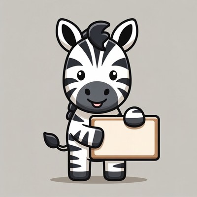 Cartoon zebra holding blank sign