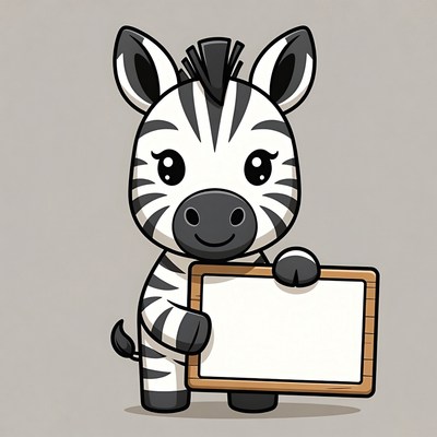 Cute zebra holding blank sign