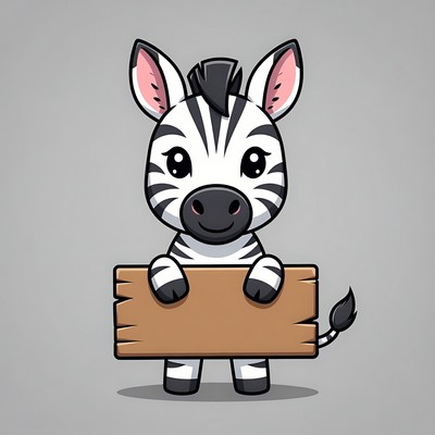 Cute zebra holding blank sign