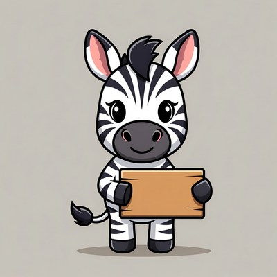 Cute zebra holding blank sign