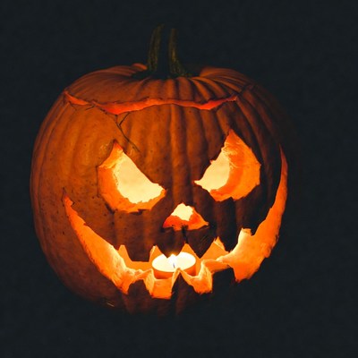 Lit Jack-o'-lantern pumpkin