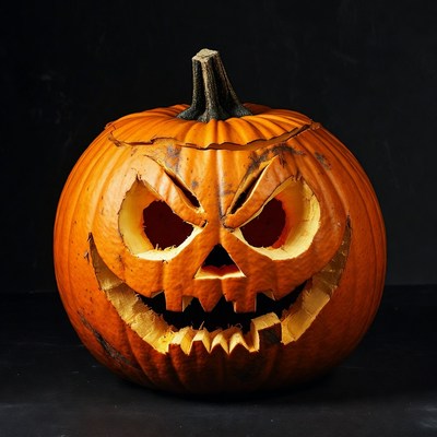 Jack-o'-lantern pumpkin on black background
