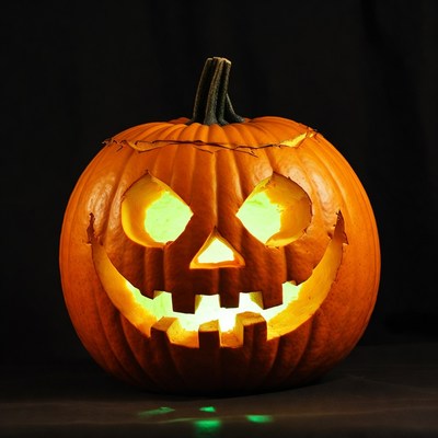 Lit Jack-o'-lantern pumpkin