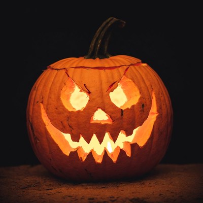 Lit Jack-o'-lantern pumpkin