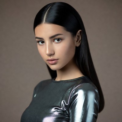 Young woman with straight black hair