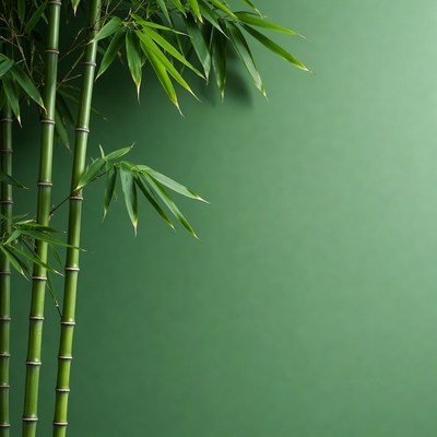 Bamboo stalks against green background