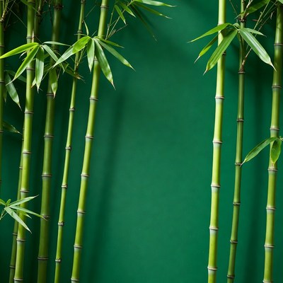 Green bamboo stalks on isolated background