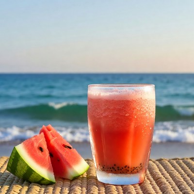 Watermelon Smoothie Beach Sunset