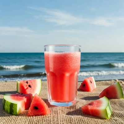Watermelon Juice Glass Beach