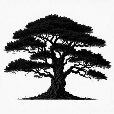 Black Silhouette of Large Tree