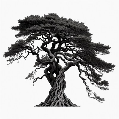 Black Bonsai Tree Illustration