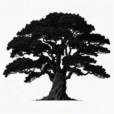 Black Silhouette of Large Tree