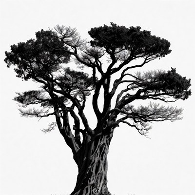 Black Silhouette of Cypress Tree