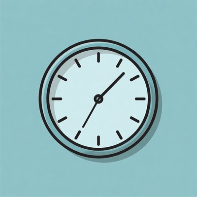 Blue Clock on Light Blue Background