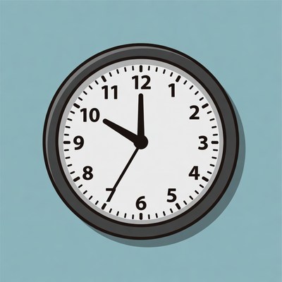 Clock showing 12:00 on blue background