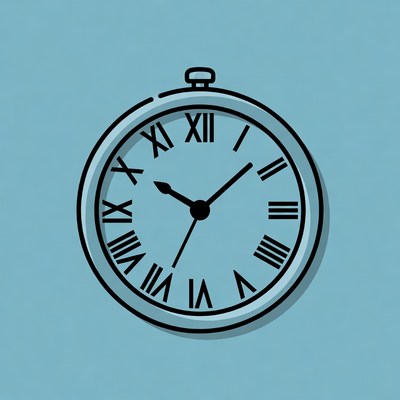 Pocket Watch on Blue Background