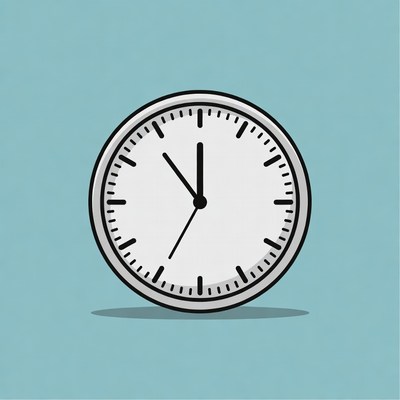 White Clock on Blue Background
