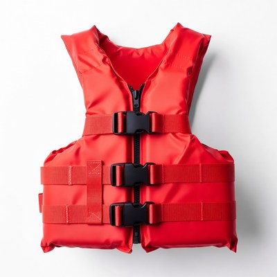 Red Life Jacket on White Background
