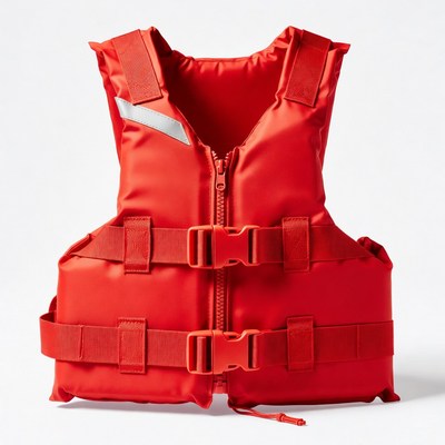 Red Life Jacket on White Background