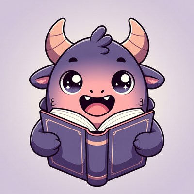 Cute demon reading book