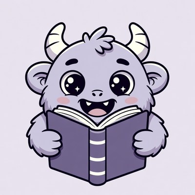 Cute monster reading book