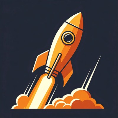 Orange Rocket Launching Upward