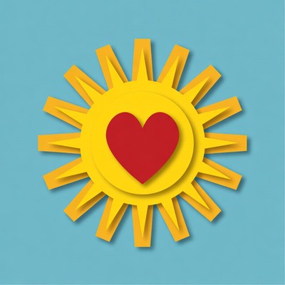 Yellow Sun with Red Heart
