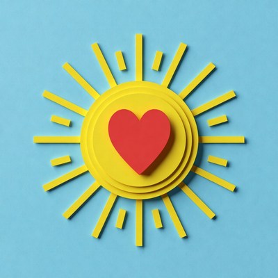 Red Heart in Yellow Sun
