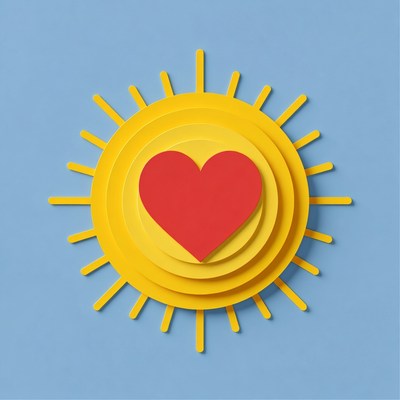 Red Heart in Yellow Sun