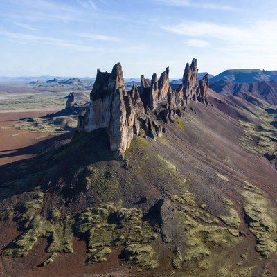 Towering Rock Formations in Vast Landscape