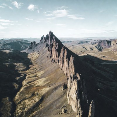 Jagged Mountain Ridge in Desert Landscape
