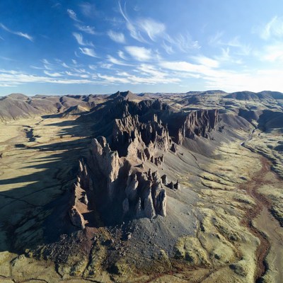 Rugged Rock Formations in Desert Landscape