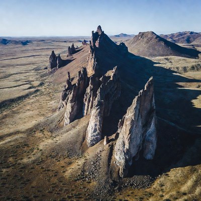 Towering Rock Formations in Desert Landscape