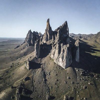 Dramatic Rock Formations in Desert Landscape