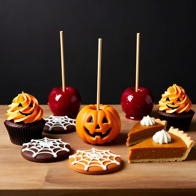 Halloween Candy Apples Pumpkin Pie Cupcakes