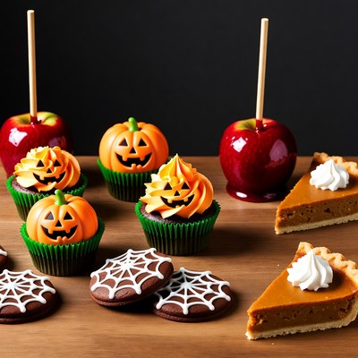 Halloween Cupcakes Candy Apples Pumpkin Pie