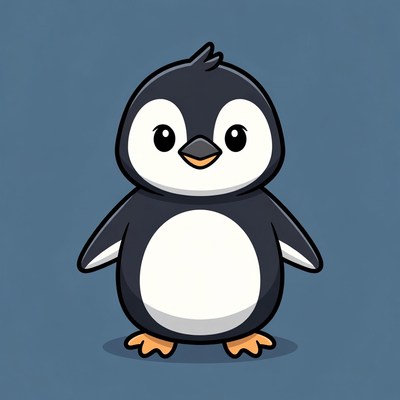 Cute cartoon baby penguin
