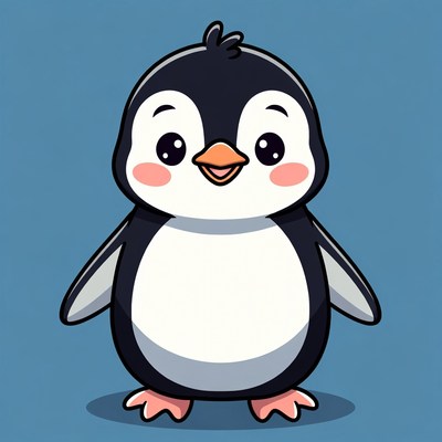 Cute cartoon penguin smiling
